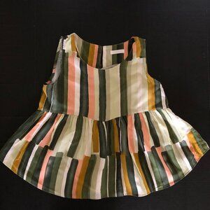 INDIBRAND Korean Women To Size S Small Sleeveless Cropped Ruffle Stripped
